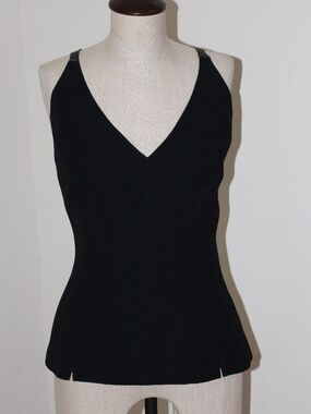 YL, Vintage Classic Black 2 peace set V-Neck Sleeveless Top with Dress Pants SET